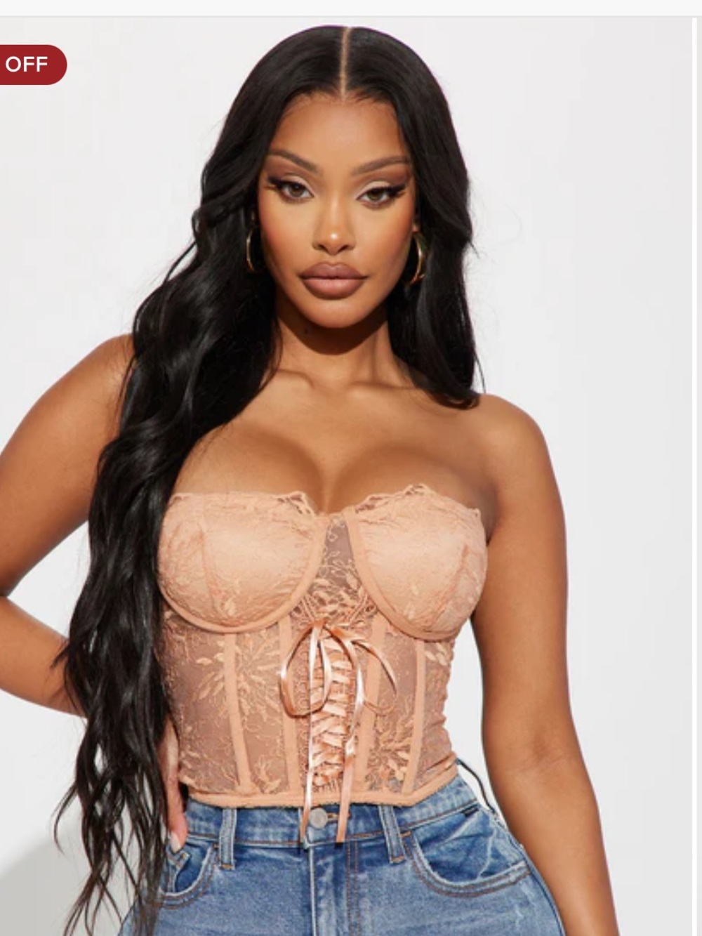 Fashion Nova Lace Corset Bustier Top in Nude